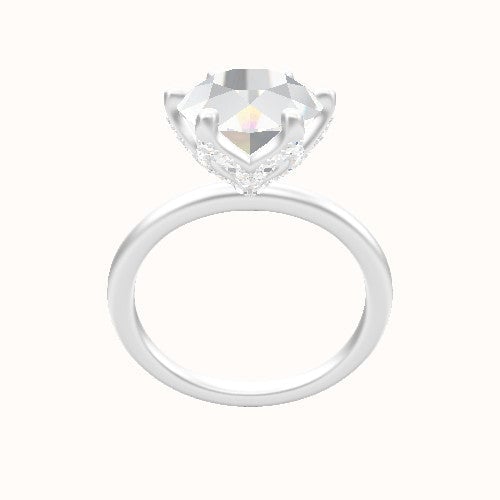 Classic Solitaire Engagement Ring With Pave Petal Six Prong Head