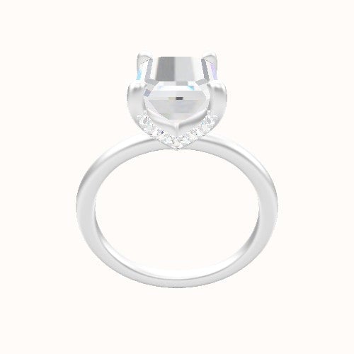 Classic Solitaire Engagement Ring With Pave V Prong Head