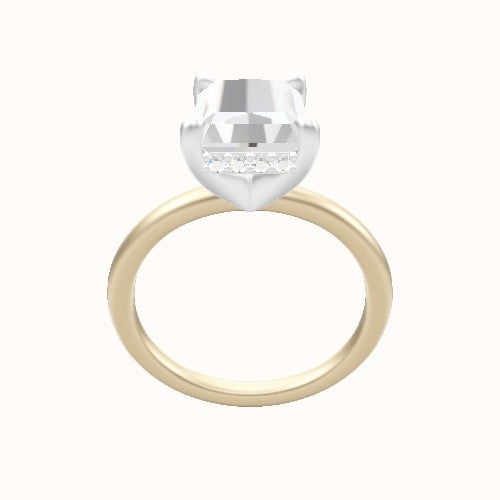 Classic Solitaire Engagement Ring With V Prong with Hidden Halo Head