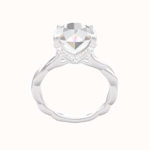 Cobra solitaire Twist Engagement Ring With Double Pave V Prong Head