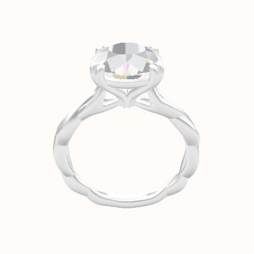 Cobra solitaire Twist Engagement Ring With Double Prongs Head