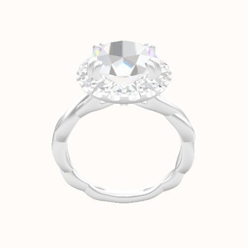 Cobra solitaire Twist Engagement Ring With Halo with Double Prong Head