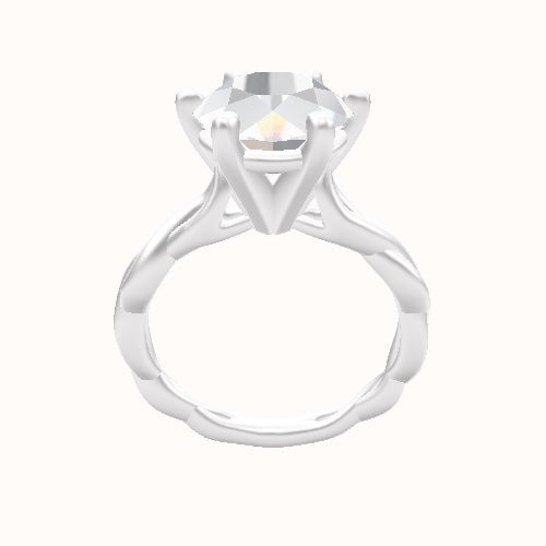 Cobra solitaire Twist Engagement Ring With High Set Six Prong Head
