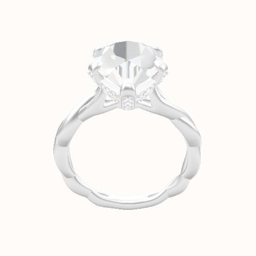 Cobra solitaire Twist Engagement Ring With Pave Basket Head