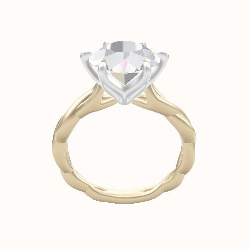 Cobra solitaire Twist Engagement Ring With Petal Six Prong Head