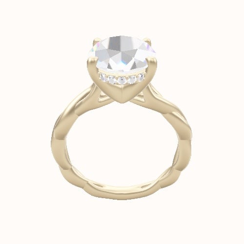 Cobra solitaire Twist Engagement Ring With V Prong with Hidden Halo Head