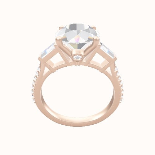 Diamond Band with Baguette Sidestones Engagement Ring With Accent Diamond Head
