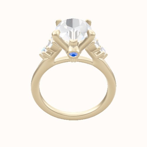 Diamond Band with Marquise & Round Diamond Sidestones Engagement Ring With Accent Diamond Head