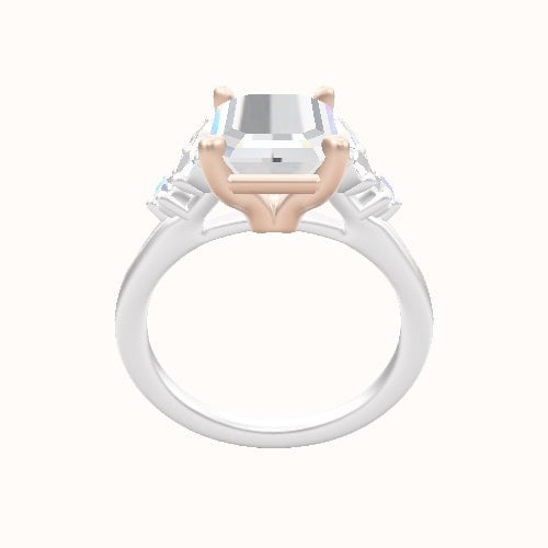 Diamond Band with Marquise & Round Diamond Sidestones Engagement Ring With Standard Four Prong Head