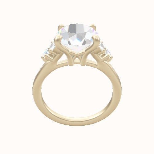 Diamond Band with Marquise & Round Diamond Sidestones Engagement Ring With X Gallery Head