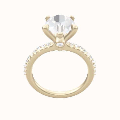 Half Pave Engagement Ring With Accent Diamond Head