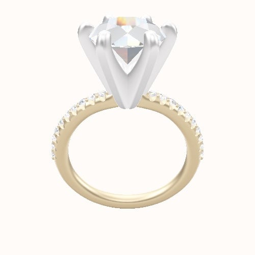 Half Pave Engagement Ring With Classic Six Prong Head