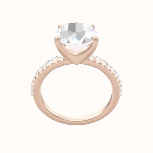 Half Pave Engagement Ring With Four Prong Head
