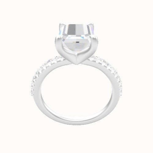 Half Pave Engagement Ring With Four Prong Head