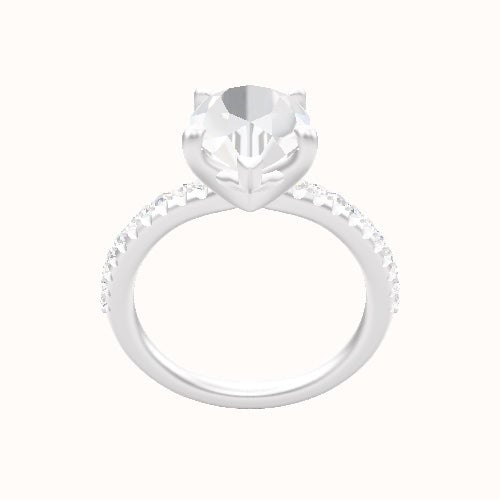 Half Pave Engagement Ring With Four Prong Head