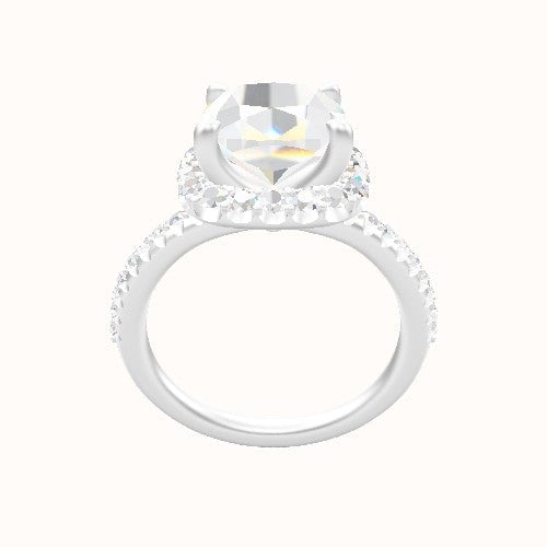 Half Pave Engagement Ring With Halo Head