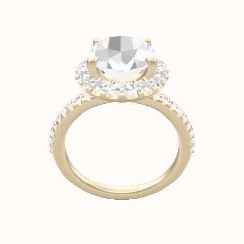 Half Pave Engagement Ring With Halo Head