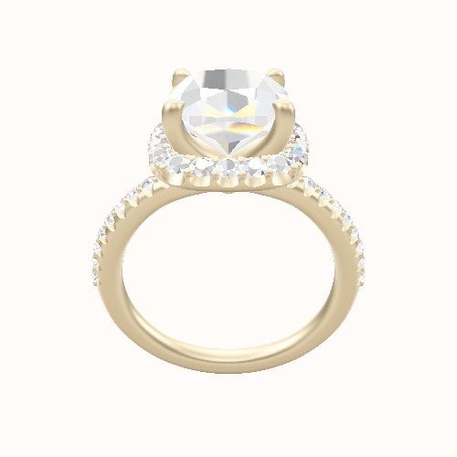 Half Pave Engagement Ring With Halo Head