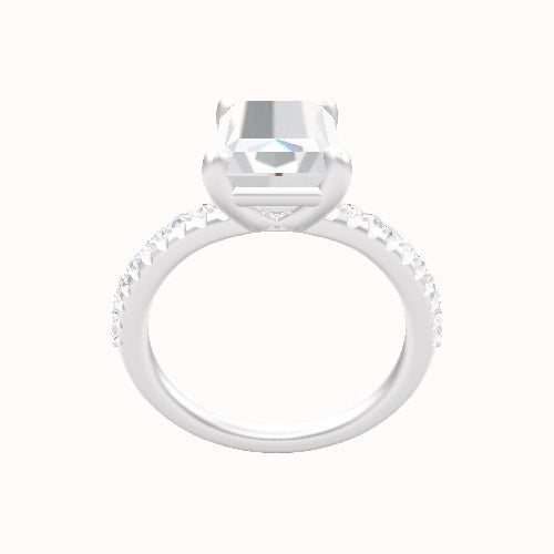 Half Pave Engagement Ring With Low Set Four Prong Head