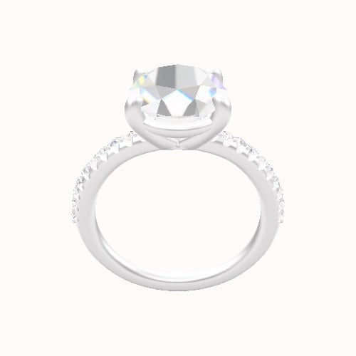 Half Pave Engagement Ring With Low Set Four Prong Head