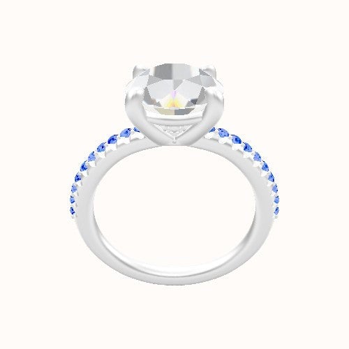 Half Pave Engagement Ring With Low Set Four Prong Head