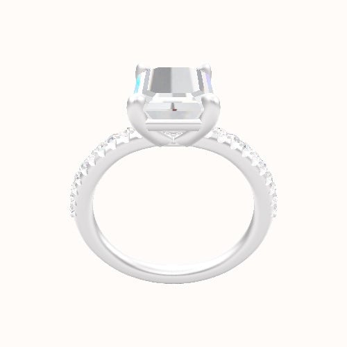 Half Pave Engagement Ring With Low Set Four Prong Head