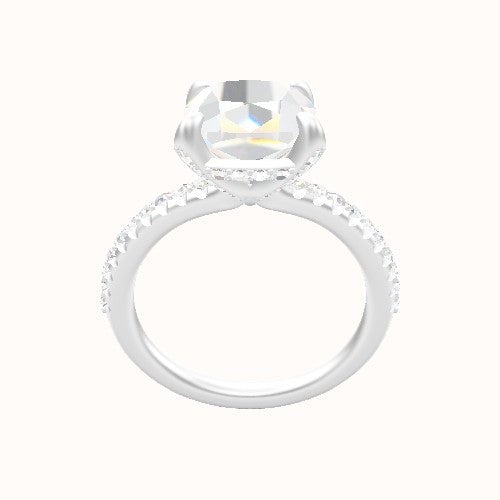 Half Pave Engagement Ring With Pave Basket Head