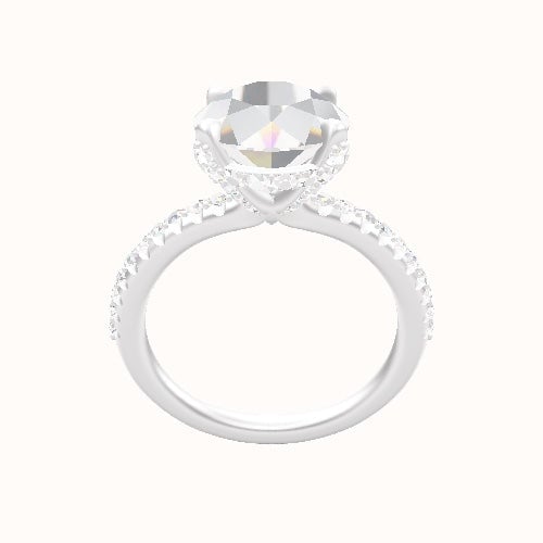 Half Pave Engagement Ring With Pave Basket Head