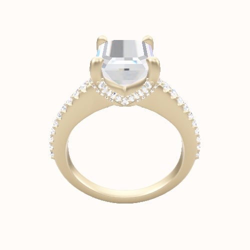 Illusion Set Shank Engagement Ring With Double Pave V Prong Head