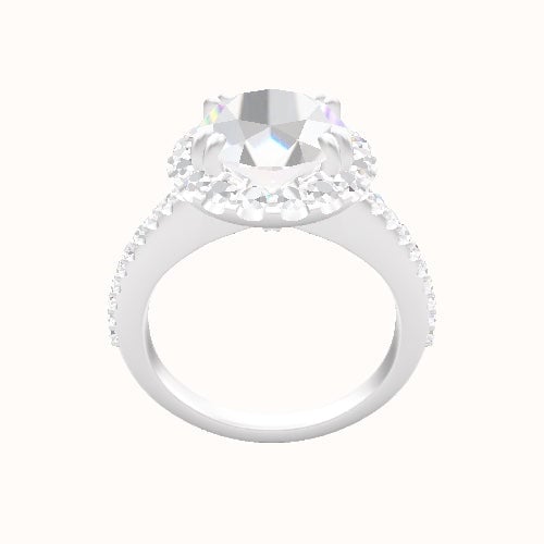 Illusion Set Shank Engagement Ring With Halo with Double Prong Head