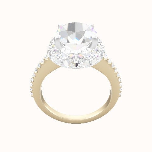 Illusion Set Shank Engagement Ring With Low Set Waterfall Halo Head