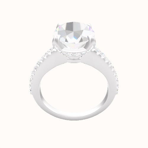 Illusion Set Shank Engagement Ring With Pave Basket Head
