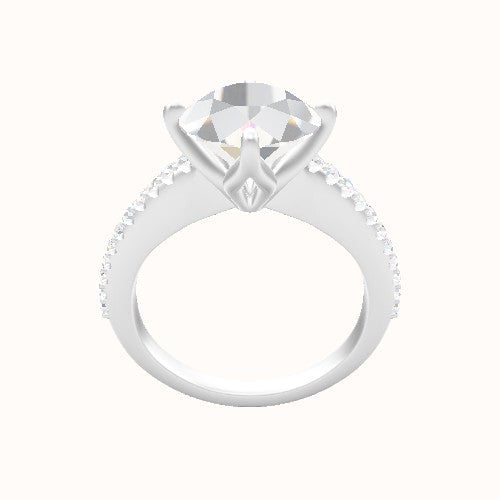 Illusion Set Shank Engagement Ring With Petal Compass Prong Head