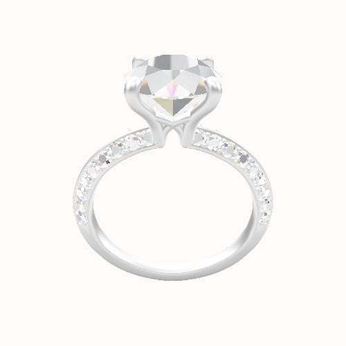 Knife Edge Double Row Pave Engagement Ring With X Gallery Head