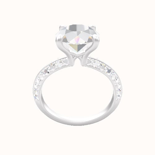 Knife Edge Double Row Pave Engagement Ring With X Gallery Head