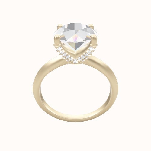 Knife Edge Engagement Ring With Double Pave V Prong Head