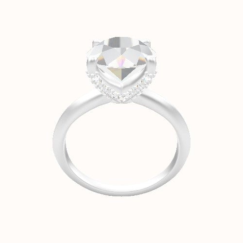 Knife Edge Engagement Ring With Double Pave V Prong Head