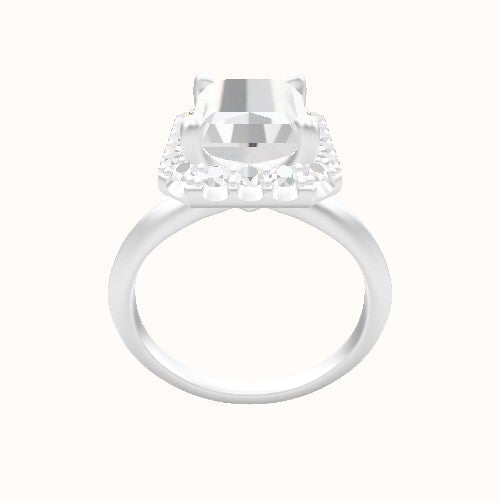 Knife Edge Engagement Ring With Halo Head