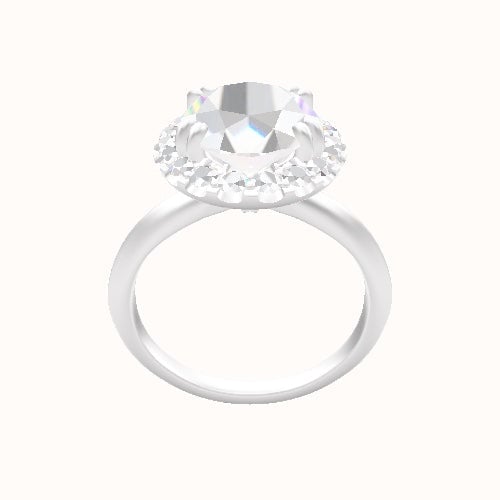Knife Edge Engagement Ring With Halo with Double Prong Head