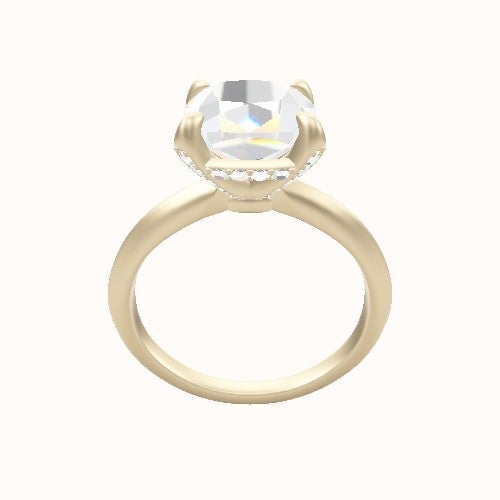 Knife Edge Engagement Ring With Pave Basket Head