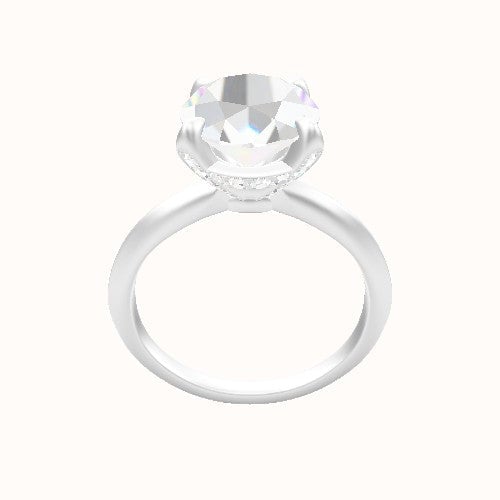 Knife Edge Engagement Ring With Pave Basket Head
