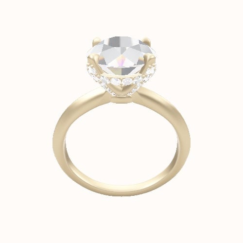 Knife Edge Engagement Ring With Pave Basket Head