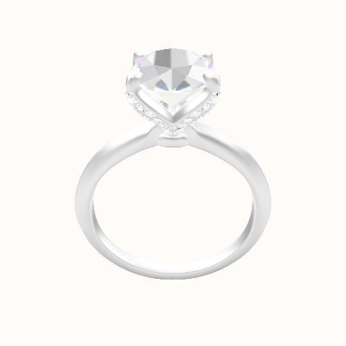 Knife Edge Engagement Ring With Pave Petal Four Prong Head