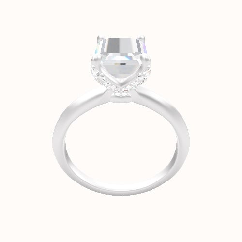 Knife Edge Engagement Ring With Pave Petal Four Prong Head