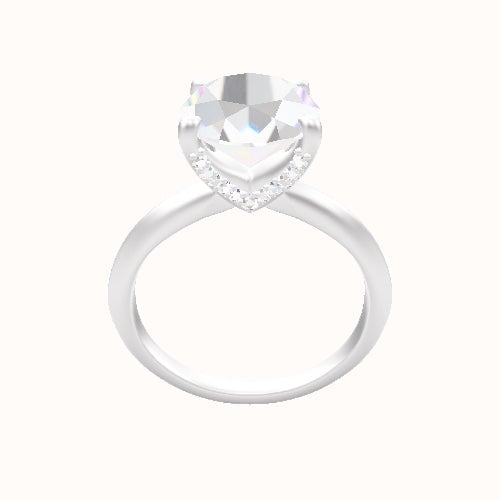 Knife Edge Engagement Ring With Pave V Prong Head
