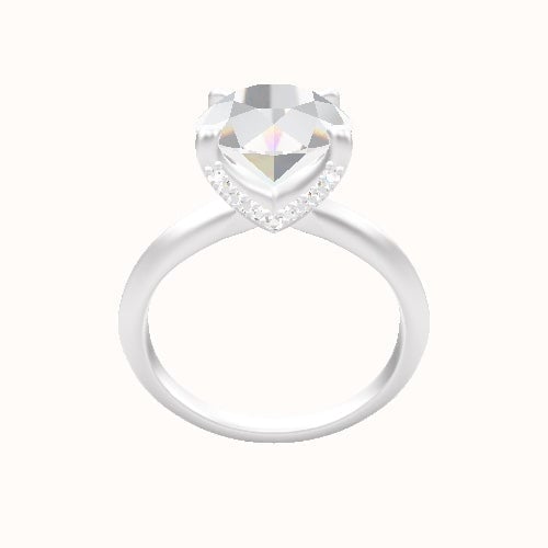 Knife Edge Engagement Ring With Pave V Prong Head