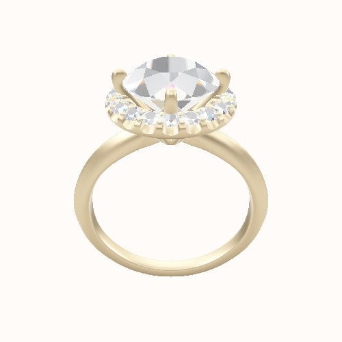 Knife Edge Engagement Ring With Petal Prong Halo Head