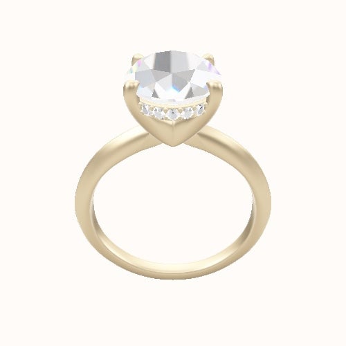 Knife Edge Engagement Ring With V Prong with Hidden Halo Head