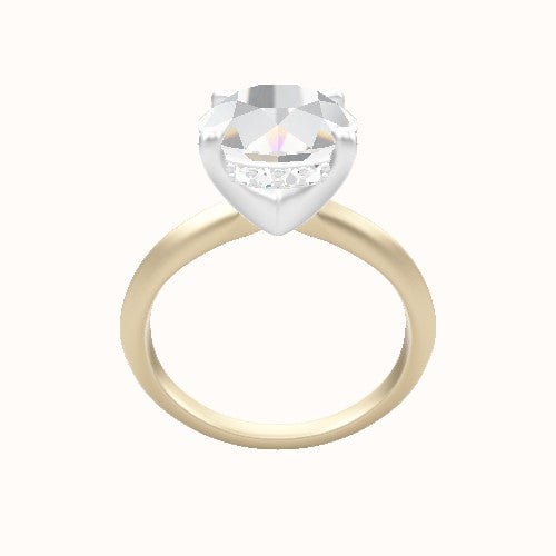 Knife Edge Engagement Ring With V Prong with Hidden Halo Head