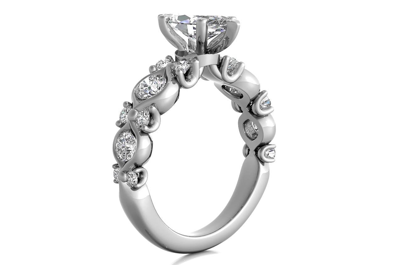 14kt white gold/18kt white gold/platinum/marquise/side